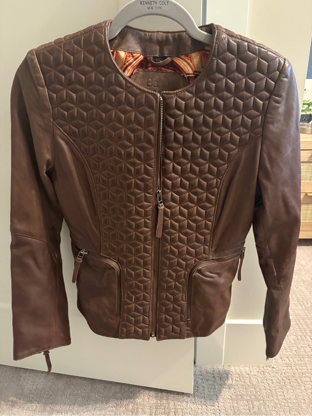 Banana Republic Women's Brown Quilted Leather Jacket